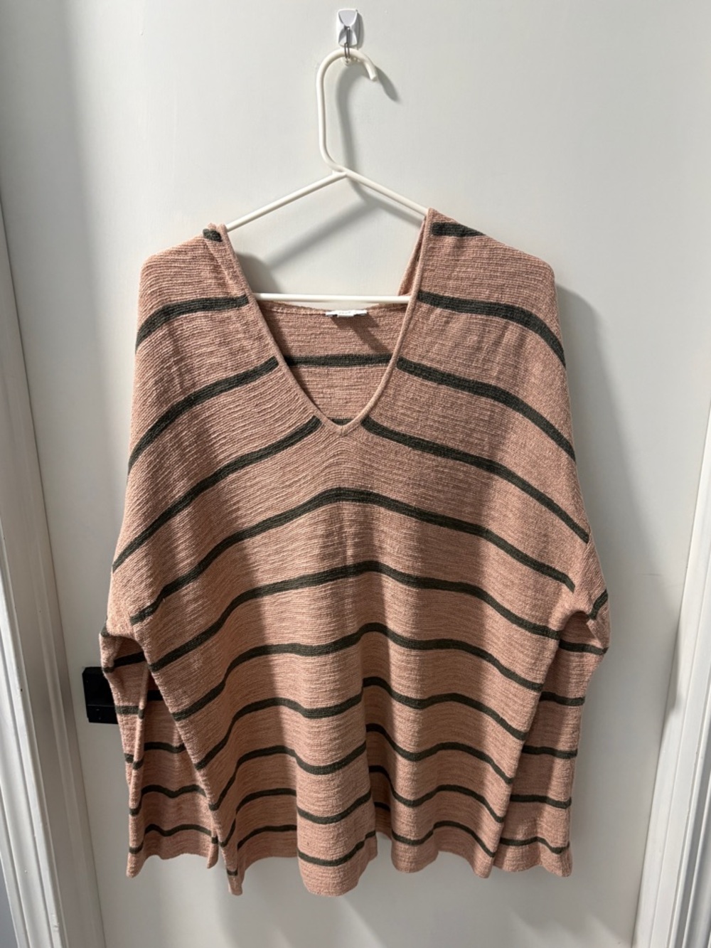 J. Jill Striped V-Neck Women’s Sweater in Dusty Rose